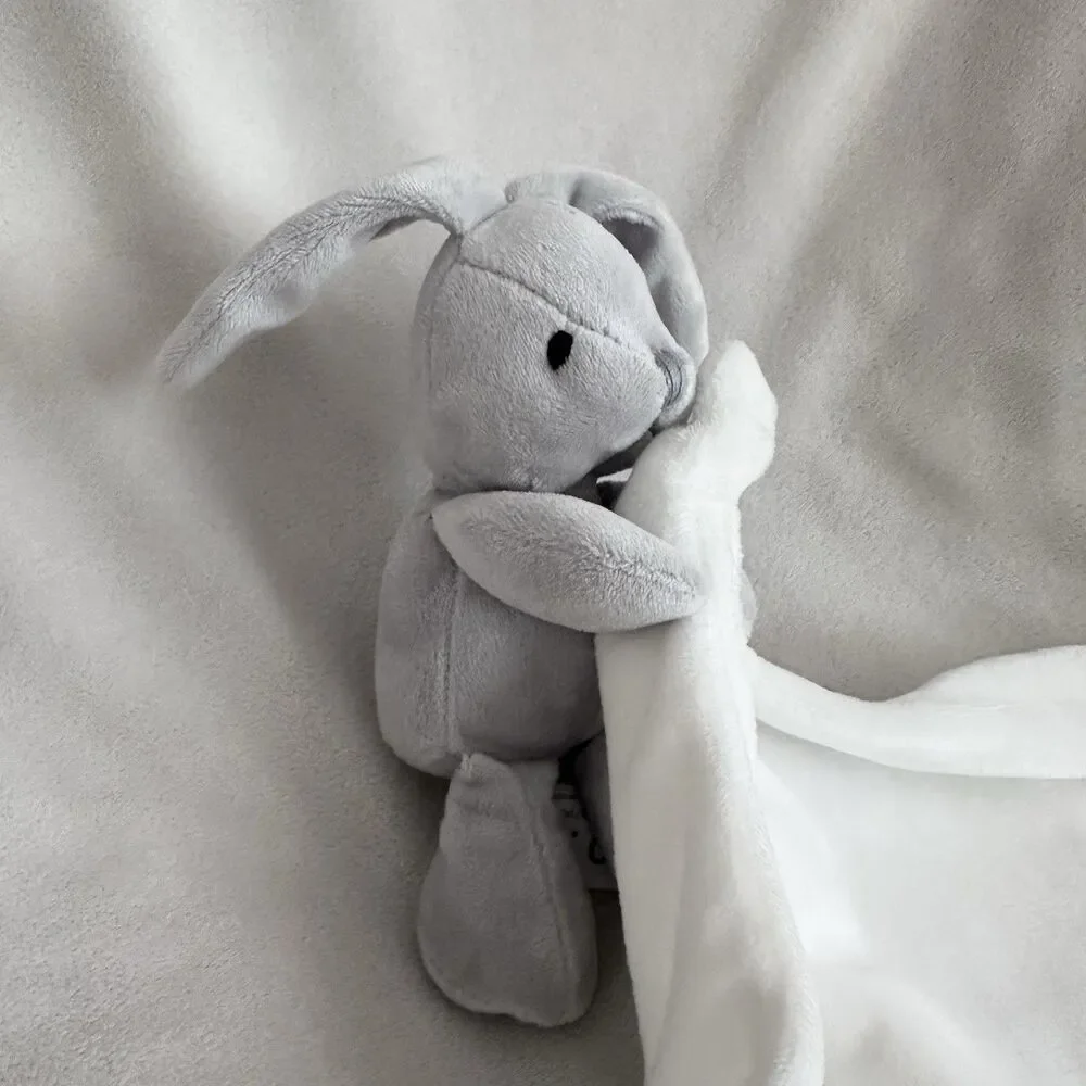 Artesavi Grey Baby Bunny Lovey Rabbit Plush Infant Toy Stuffed Animal